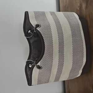 NWT Thirty One Bag Brown and Cream Colored Woven Double Handled Tote